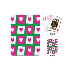 Pink Hearts Valentine Love Checks Playing Cards (mini)  by Nexatart