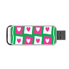 Pink Hearts Valentine Love Checks Portable Usb Flash (one Side) by Nexatart