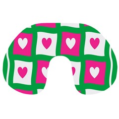 Pink Hearts Valentine Love Checks Travel Neck Pillows by Nexatart