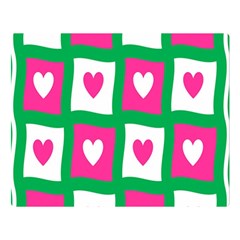 Pink Hearts Valentine Love Checks Double Sided Flano Blanket (large) 