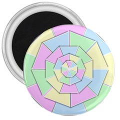 Color Wheel 3d Pastels Pale Pink 3  Magnets by Nexatart