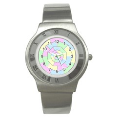 Color Wheel 3d Pastels Pale Pink Stainless Steel Watch by Nexatart