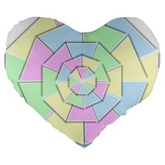 Color Wheel 3d Pastels Pale Pink Large 19  Premium Flano Heart Shape Cushions by Nexatart