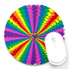 Rainbow Hearts 3d Depth Radiating Round Mousepads by Nexatart