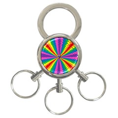 Rainbow Hearts 3d Depth Radiating 3-ring Key Chains by Nexatart