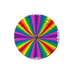 Rainbow Hearts 3d Depth Radiating Rubber Coaster (round)  by Nexatart