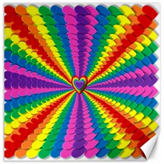 Rainbow Hearts 3d Depth Radiating Canvas 16  X 16   by Nexatart