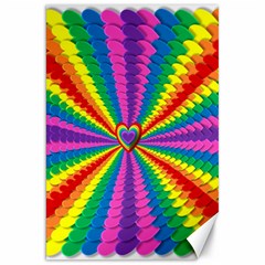 Rainbow Hearts 3d Depth Radiating Canvas 20  X 30   by Nexatart