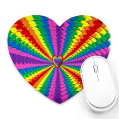 Rainbow Hearts 3d Depth Radiating Heart Mousepads by Nexatart