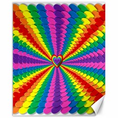 Rainbow Hearts 3d Depth Radiating Canvas 11  X 14   by Nexatart