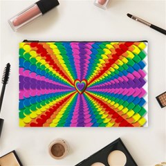 Rainbow Hearts 3d Depth Radiating Cosmetic Bag (large)  by Nexatart