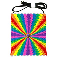 Rainbow Hearts 3d Depth Radiating Shoulder Sling Bags by Nexatart