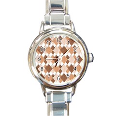 Fabric Texture Geometric Round Italian Charm Watch