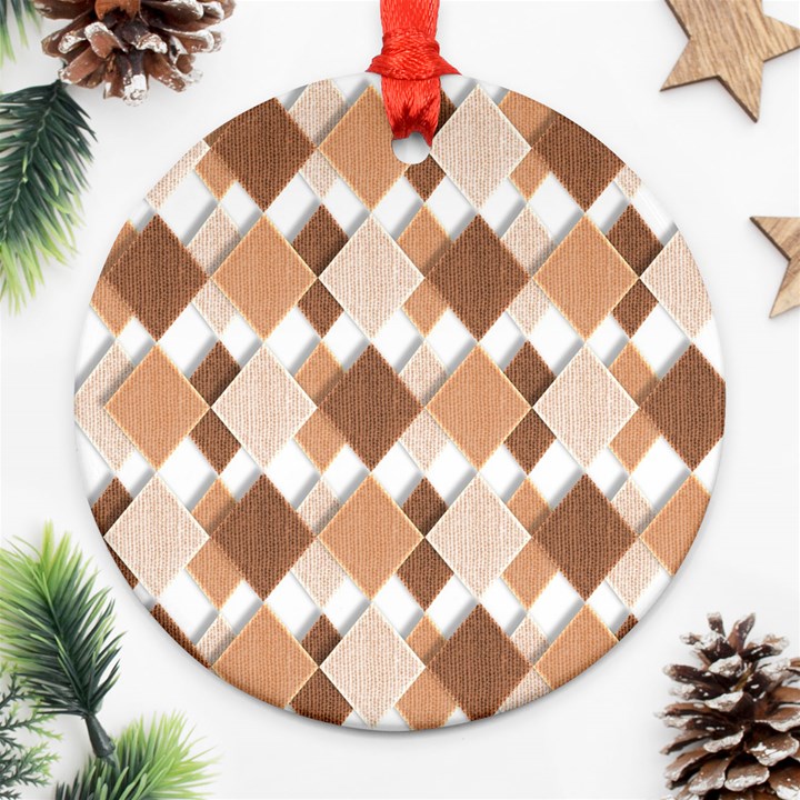 Fabric Texture Geometric Round Ornament (Two Sides)