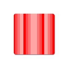 Red Monochrome Vertical Stripes Square Magnet by Nexatart