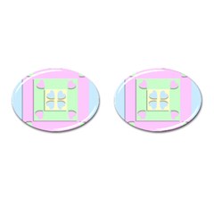 Hearts 3d Decoration Design Love Cufflinks (oval) by Nexatart