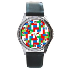 Geometric Maze Chaos Dynamic Round Metal Watch by Nexatart