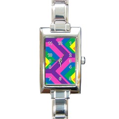 Geometric Rainbow Spectrum Colors Rectangle Italian Charm Watch by Nexatart