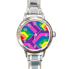 Geometric Rainbow Spectrum Colors Round Italian Charm Watch by Nexatart