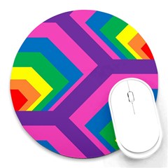 Geometric Rainbow Spectrum Colors Round Mousepads by Nexatart