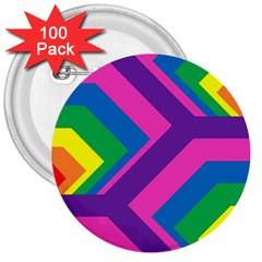 Geometric Rainbow Spectrum Colors 3  Buttons (100 Pack)  by Nexatart