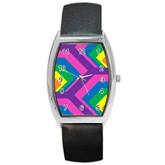 Geometric Rainbow Spectrum Colors Barrel Style Metal Watch by Nexatart