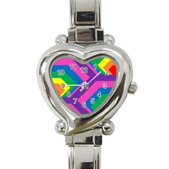 Geometric Rainbow Spectrum Colors Heart Italian Charm Watch by Nexatart