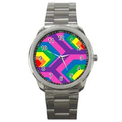 Geometric Rainbow Spectrum Colors Sport Metal Watch by Nexatart