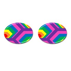 Geometric Rainbow Spectrum Colors Cufflinks (oval) by Nexatart