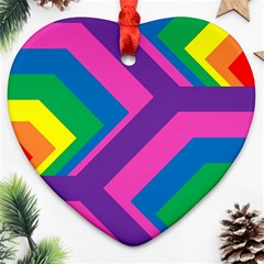 Geometric Rainbow Spectrum Colors Heart Ornament (two Sides) by Nexatart