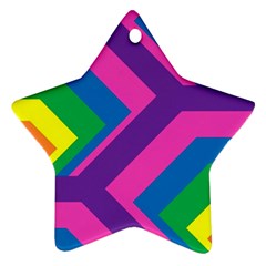 Geometric Rainbow Spectrum Colors Star Ornament (two Sides)