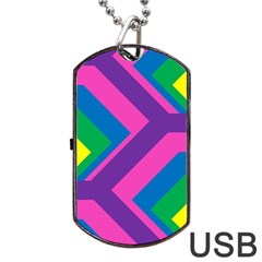 Geometric Rainbow Spectrum Colors Dog Tag Usb Flash (two Sides) by Nexatart