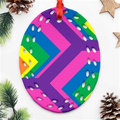 Geometric Rainbow Spectrum Colors Oval Filigree Ornament (two Sides) by Nexatart