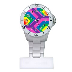 Geometric Rainbow Spectrum Colors Plastic Nurses Watch by Nexatart