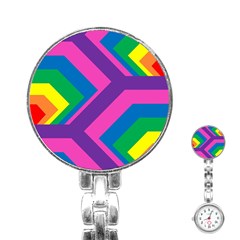 Geometric Rainbow Spectrum Colors Stainless Steel Nurses Watch by Nexatart