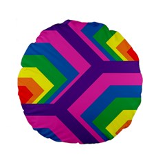 Geometric Rainbow Spectrum Colors Standard 15  Premium Flano Round Cushions by Nexatart