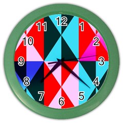 Geometric Pattern Design Angles Color Wall Clocks by Nexatart