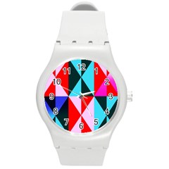 Geometric Pattern Design Angles Round Plastic Sport Watch (m) by Nexatart