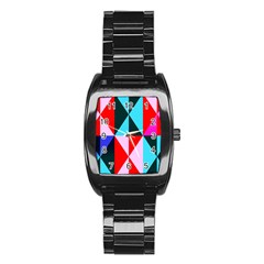 Geometric Pattern Design Angles Stainless Steel Barrel Watch by Nexatart