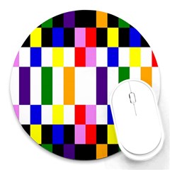 Rainbow Color Blocks Red Orange Round Mousepads by Nexatart