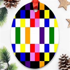 Rainbow Color Blocks Red Orange Ornament (oval) by Nexatart