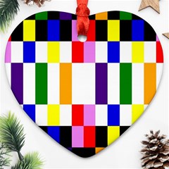 Rainbow Color Blocks Red Orange Ornament (heart) by Nexatart