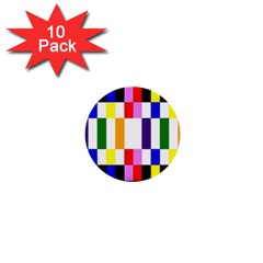 Rainbow Color Blocks Red Orange 1  Mini Buttons (10 Pack)  by Nexatart