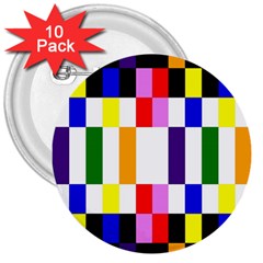 Rainbow Color Blocks Red Orange 3  Buttons (10 Pack)  by Nexatart