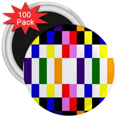 Rainbow Color Blocks Red Orange 3  Magnets (100 Pack) by Nexatart