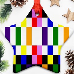 Rainbow Color Blocks Red Orange Star Ornament (two Sides) by Nexatart