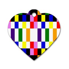 Rainbow Color Blocks Red Orange Dog Tag Heart (one Side)