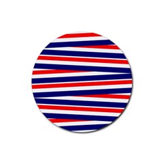 Red White Blue Patriotic Ribbons Rubber Round Coaster (4 Pack)  by Nexatart