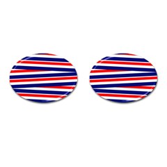 Red White Blue Patriotic Ribbons Cufflinks (oval) by Nexatart