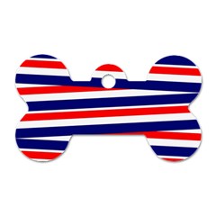 Red White Blue Patriotic Ribbons Dog Tag Bone (two Sides) by Nexatart